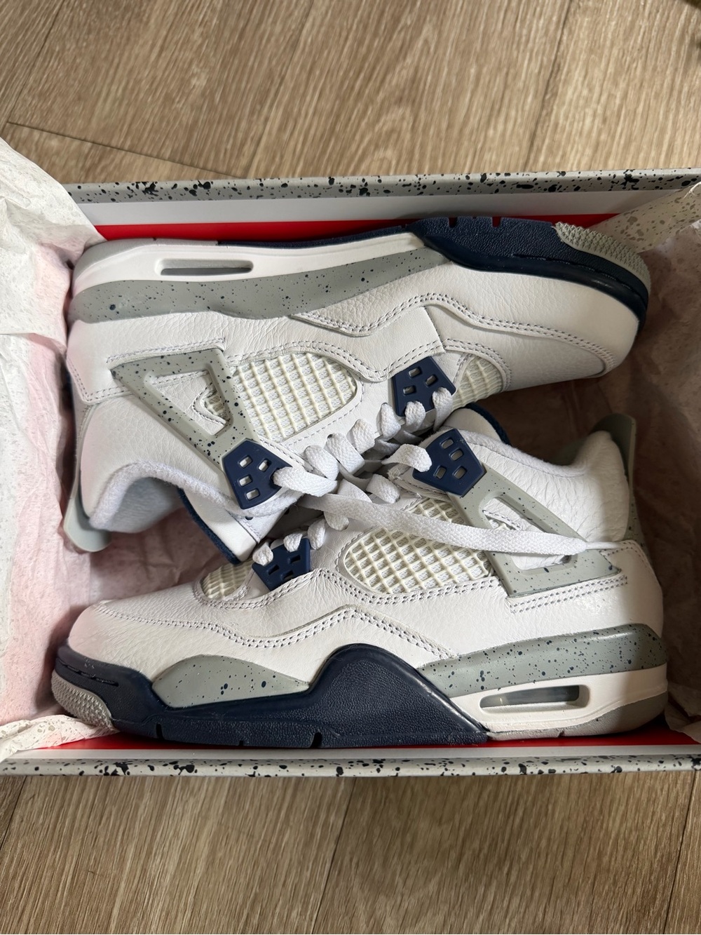 Jordan Men’s White and Navy Retro Sneakers